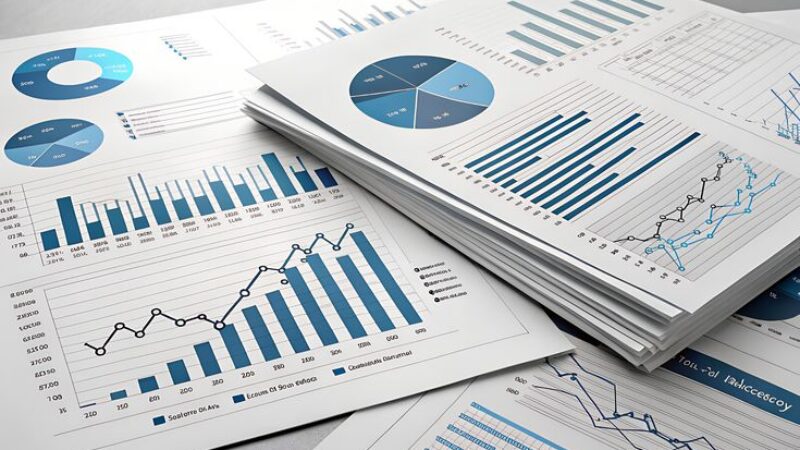 Business Data Reports with Charts and Graphs Illustration
