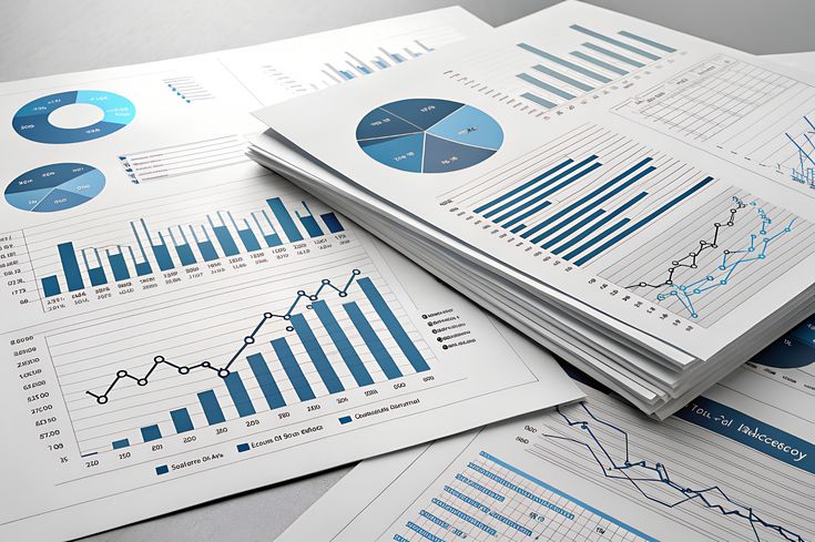 Business Data Reports with Charts and Graphs Illustration